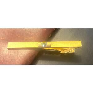 VTG 2 1/2" Gold Tone Tie Bar, Light Blue Crystal Accent